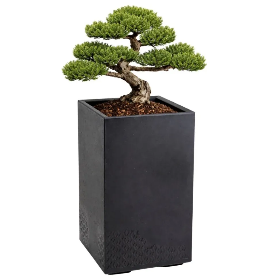Donica Betonique na kółkach recykling czarny H60x40 cm