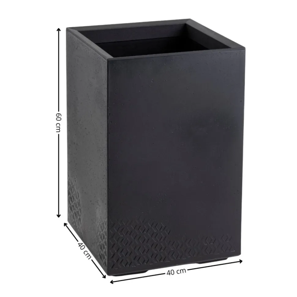 Donica Betonique na kółkach recykling czarny H60x40 cm