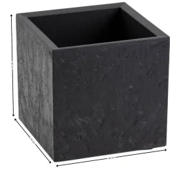 Donica Betonique na kółkach czarny beton 30x30xh30 cm