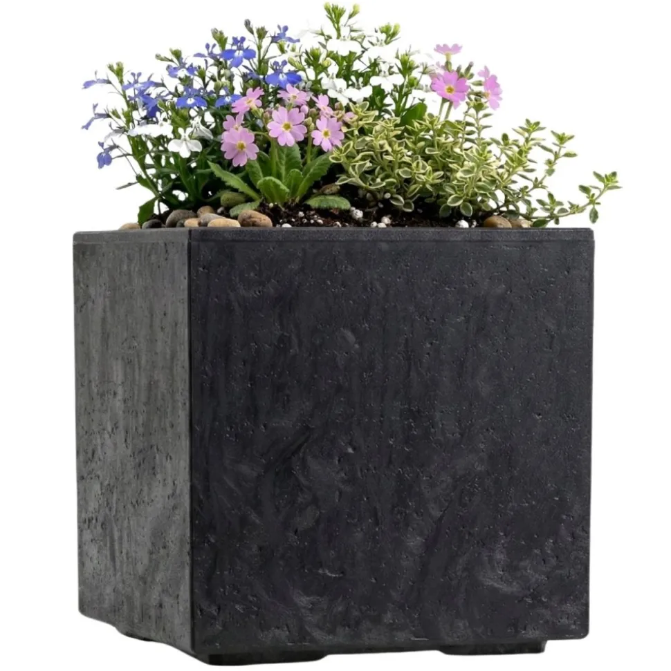 Donica Betonique na kółkach czarny beton 30x30xh30 cm