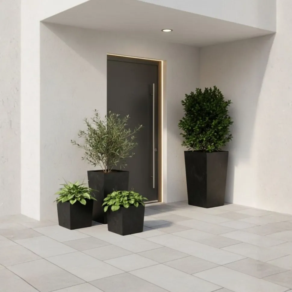 Donica Flore Czarny Beton h30,5x29,5x29,5 cm