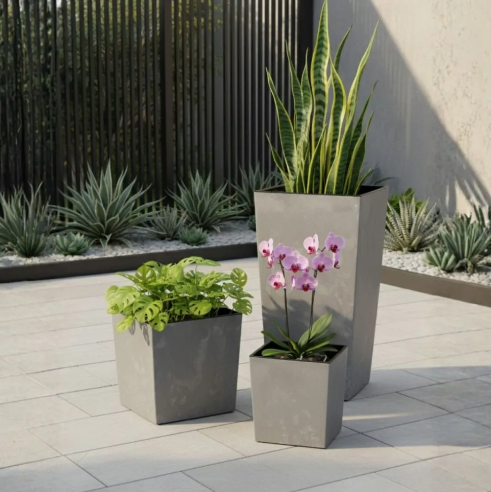 Donica Flore Szary Beton h41x39,5x39,5 cm