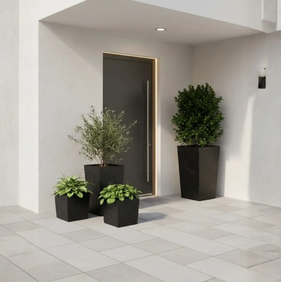 Donica Porto Czarny Beton h75x39,6x39,6 cm