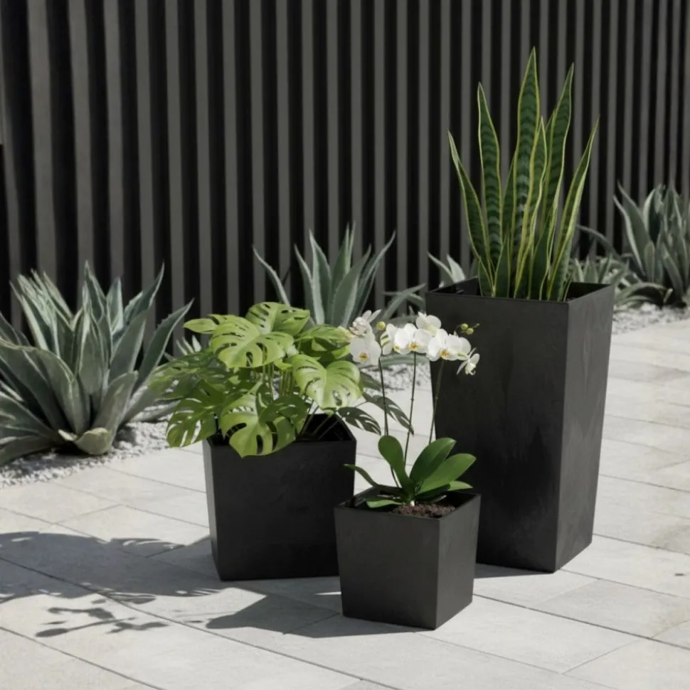 Donica Porto Czarny Beton h75x39,6x39,6 cm
