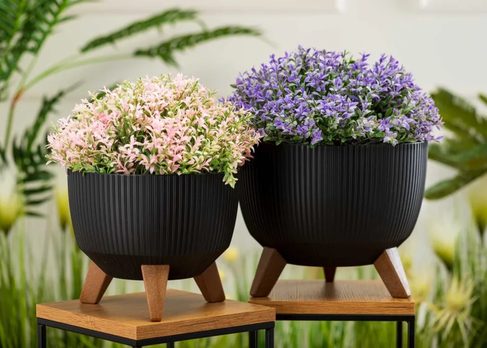 Donica Rosa linea ECO czarna 24xh15 cm