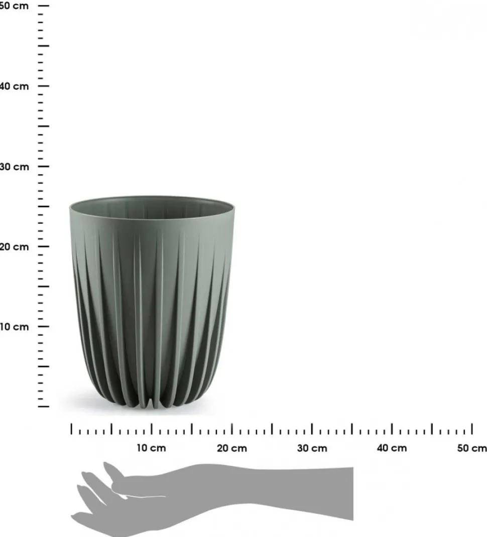 Donica Stripped recykling szarozielona h23x19 cm