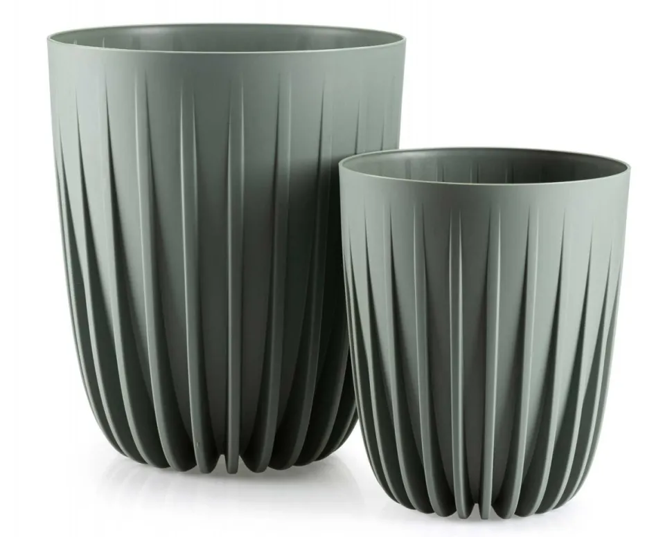 Donica Stripped recykling szarozielona h23x19 cm