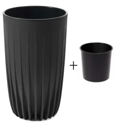 Donica Stripped Wysoka ECO recykling czarna 30xh51cm