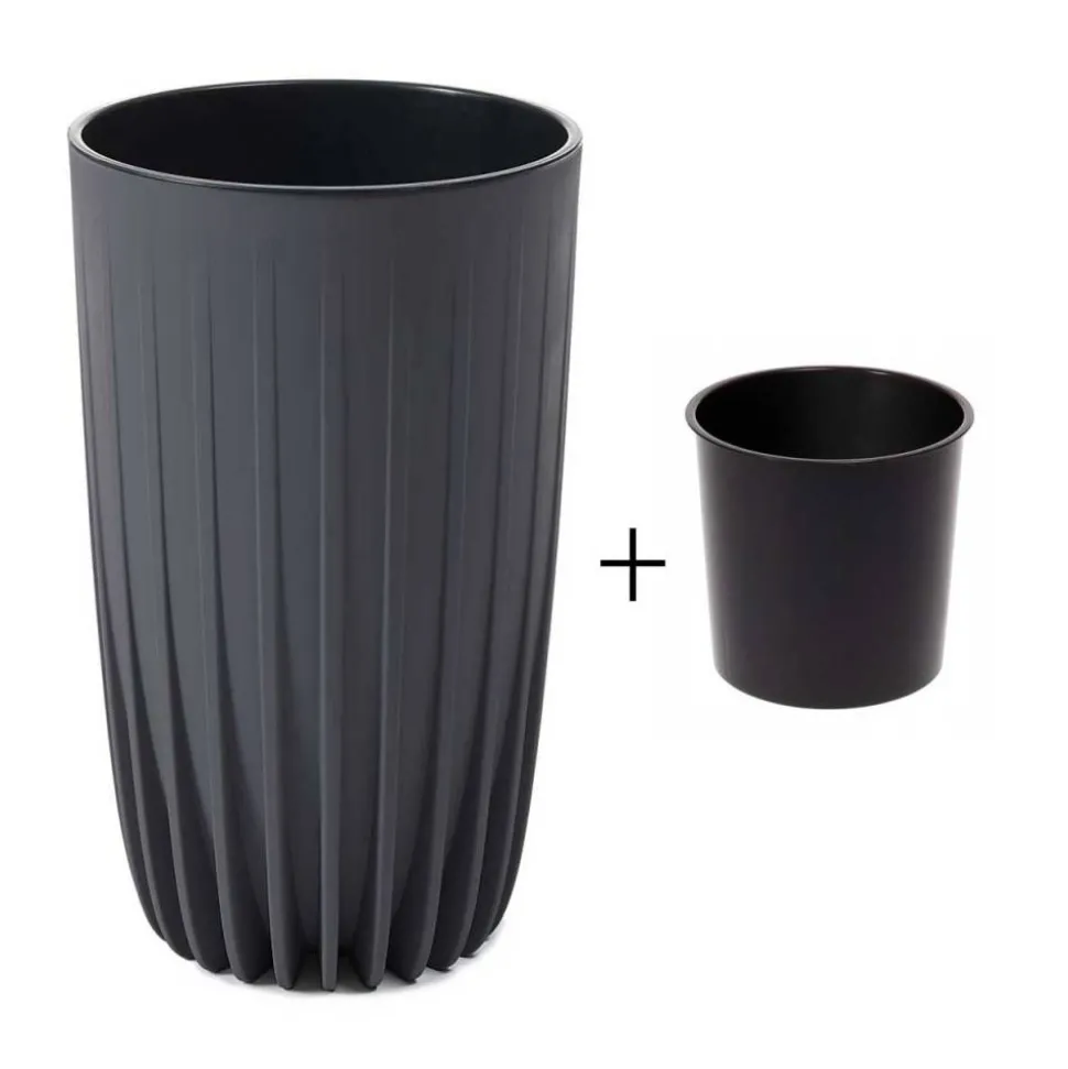 Donica Stripped Wysoka ECO recykling antracytowa 25xh42 cm