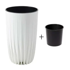 Donica Stripped Wysoka ECO recykling biała 30xh51 cm