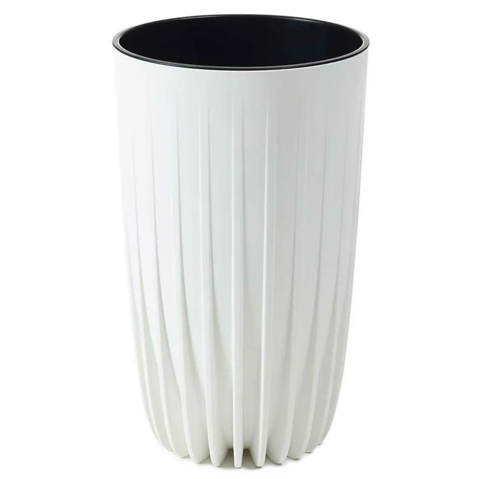 Donica Stripped Wysoka ECO recykling biała 30xh51 cm