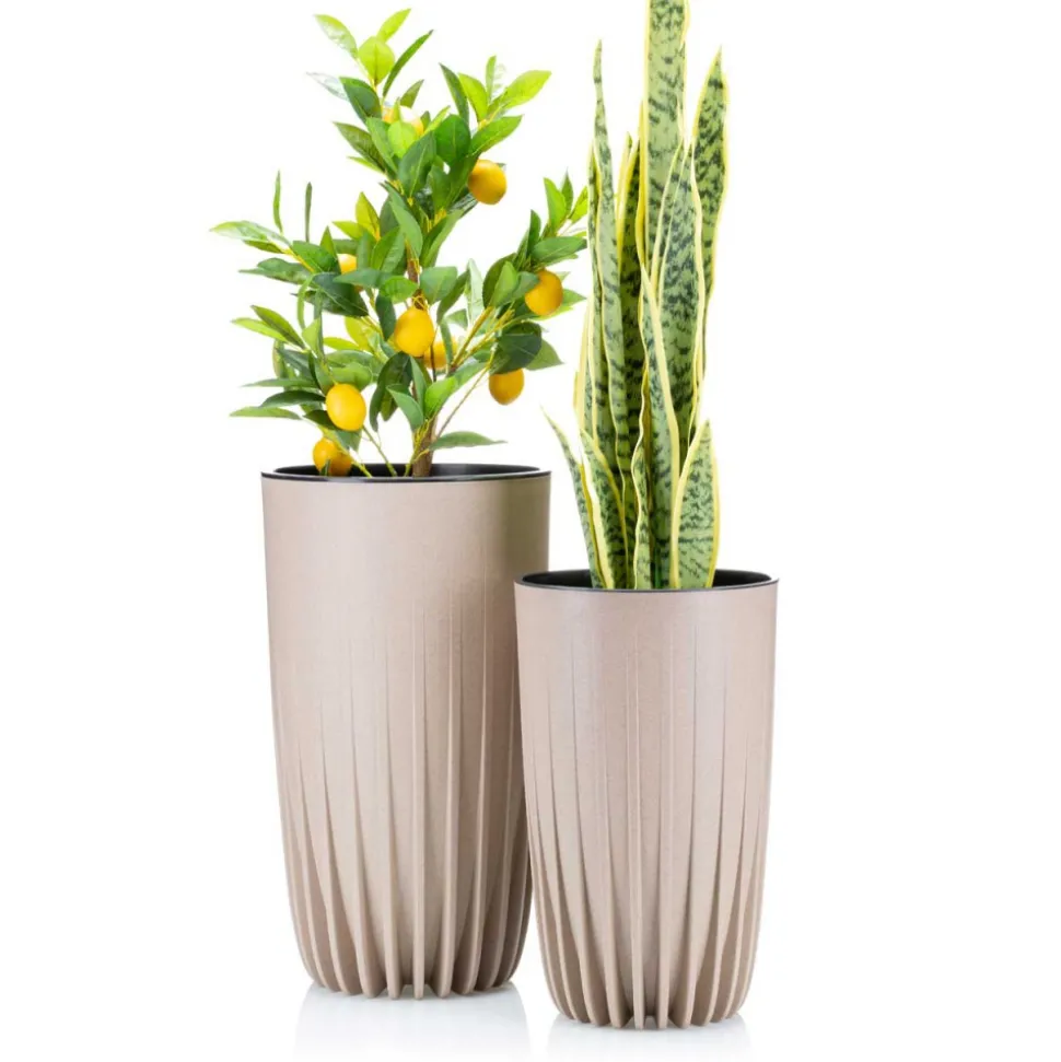 Donica Stripped Wysoka ECO coffee latte 25xh42 cm
