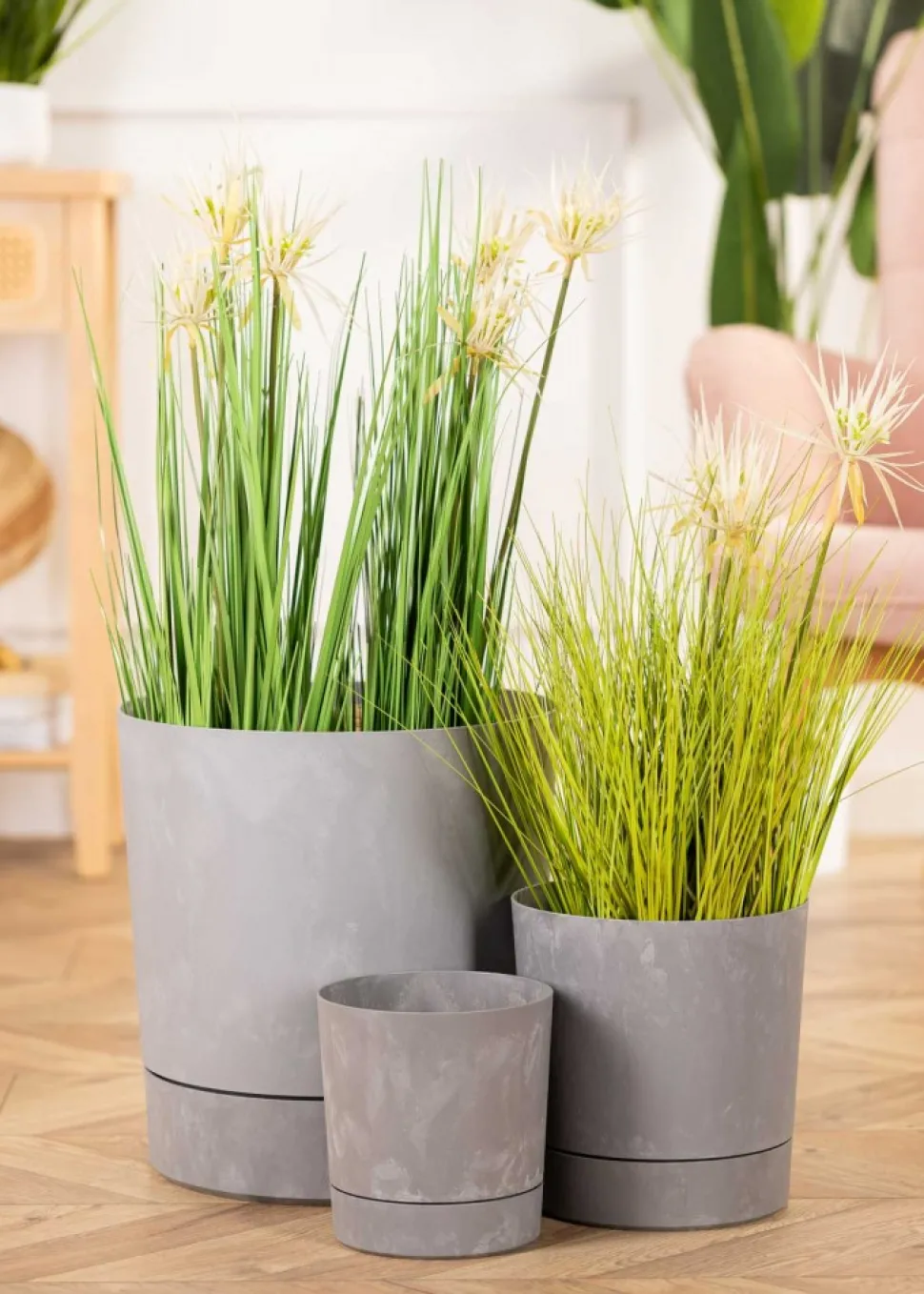 Donica z podstawką Azalea recykling szary beton 35 cm