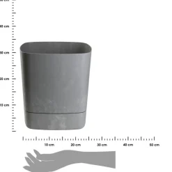 Donica z podstawką CUBI recykling szary beton 34x34 cm