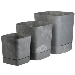 Donica z podstawką CUBI recykling szary beton 34x34 cm