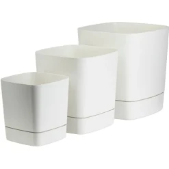 Donica z podstawką CUBI recykling kremowa 19x19 cm