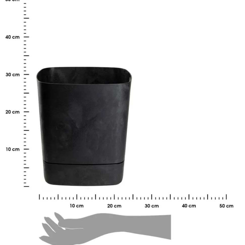 Donica z podstawką CUBI recykling czarny beton 30x30 cm