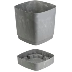 Donica z podstawką CUBI recykling szary beton 30x30 cm