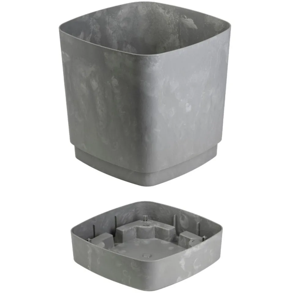 Donica z podstawką CUBI recykling szary beton 30x30 cm