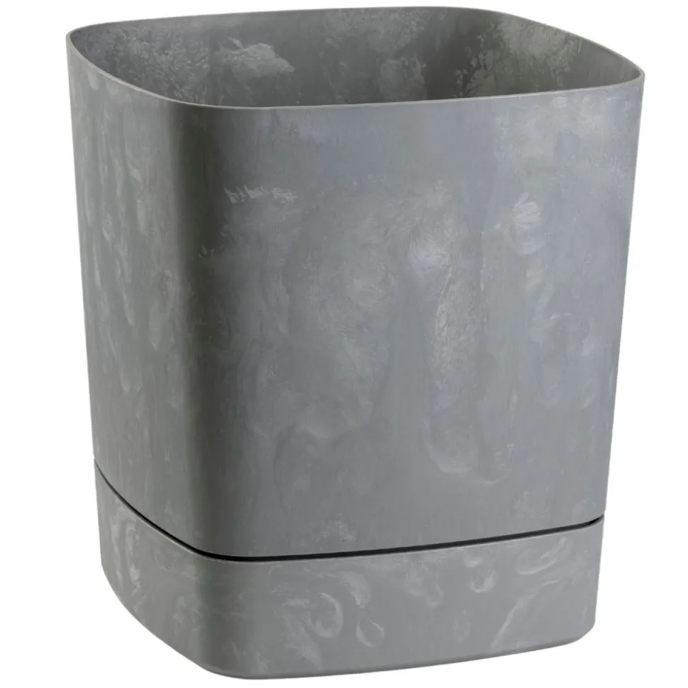 Donica z podstawką CUBI recykling szary beton 30x30 cm