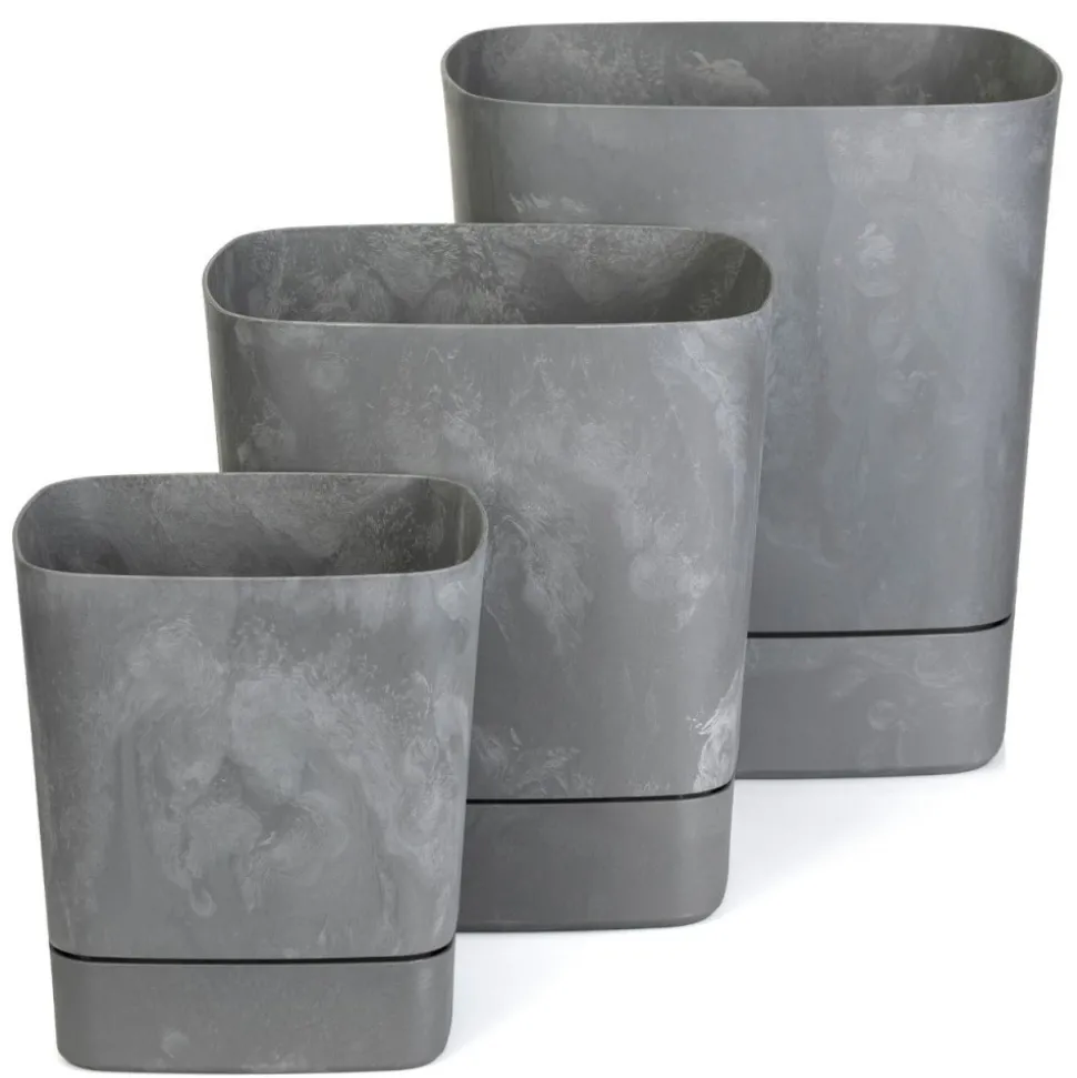 Donica z podstawką CUBI recykling szary beton 30x30 cm