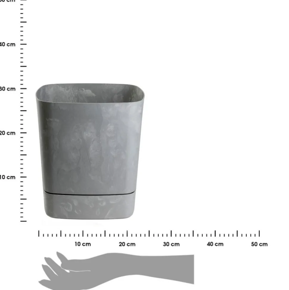 Donica z podstawką CUBI recykling szary beton 30x30 cm