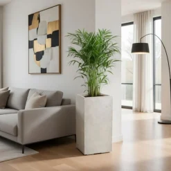 Donica Betonique na kółkach beton recykling beż 30x30xh60 cm * HowHomely Sale