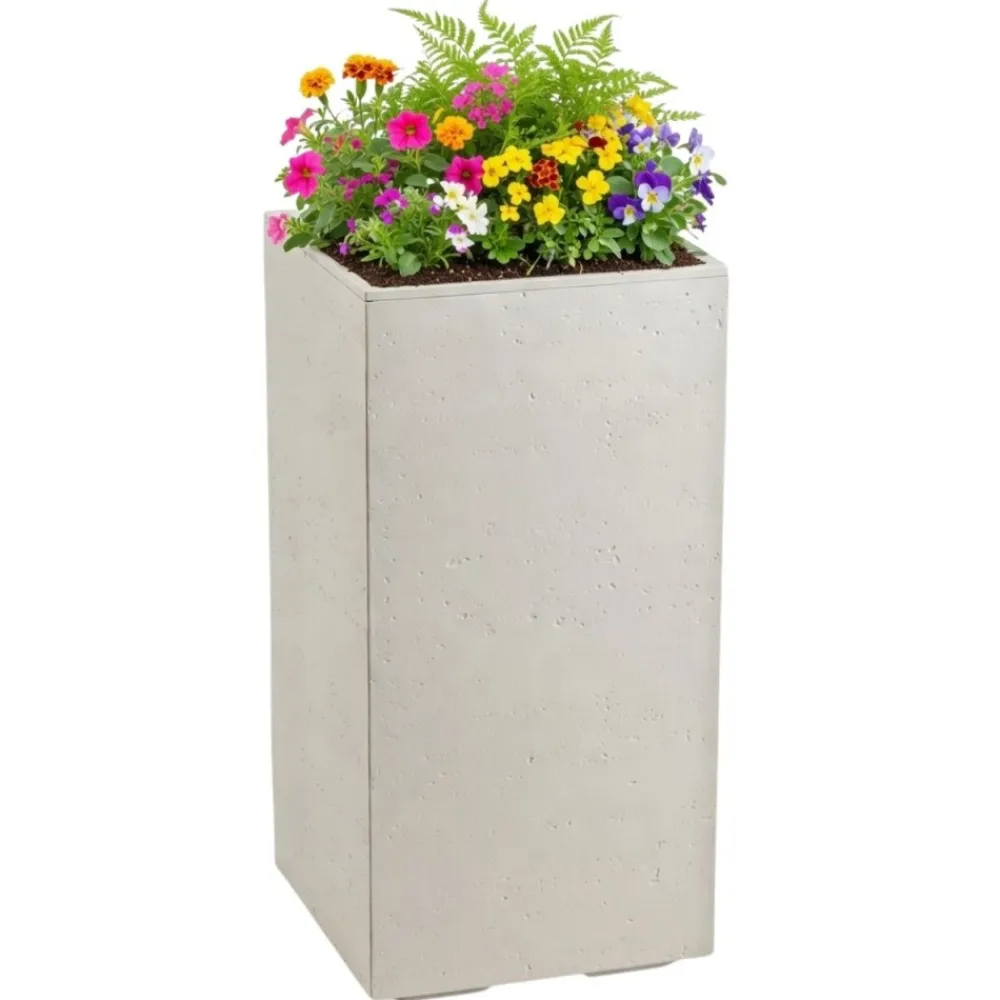 Donica Betonique na kółkach beton recykling beż 30x30xh60 cm * HowHomely Sale