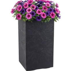 Donica Betonique na kółkach czarny beton 30x30xh60 cm * HowHomely Outlet