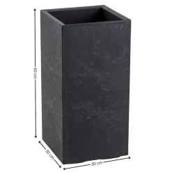 Donica Betonique na kółkach czarny beton 30x30xh60 cm * HowHomely Outlet