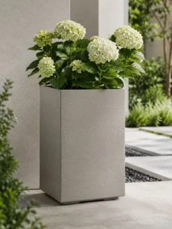 Donica Betonique na kółkach deska recykling beż H60x40 cm * HowHomely Discount