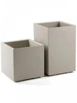 Donica Betonique na kółkach deska recykling beż H60x40 cm * HowHomely Discount
