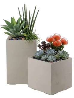 Donica Betonique na kółkach deska recykling beż H60x40 cm * HowHomely Discount