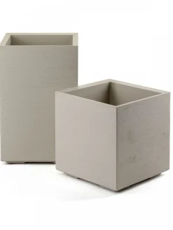Donica Betonique na kółkach deska recykling beż H60x40 cm * HowHomely Discount