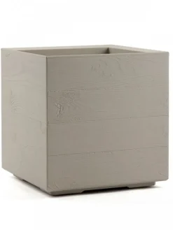 Donica Betonique na kółkach deska recykling beż 40x40xh40 cm * HowHomely Online