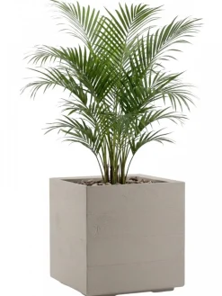 Donica Betonique na kółkach deska recykling beż 40x40xh40 cm * HowHomely Online