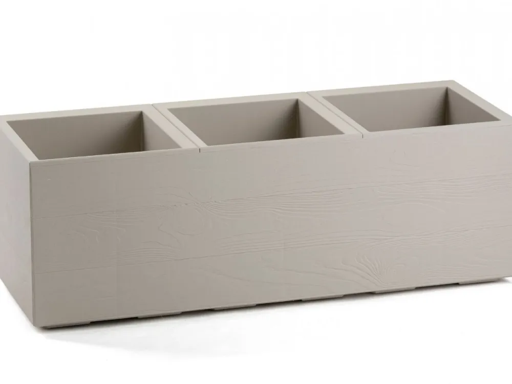 Donica Betonique na kółkach deska recykling beż 90x30xh30 cm * HowHomely Sale