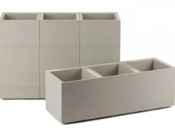 Donica Betonique na kółkach deska recykling beż 90x30xh30 cm * HowHomely Sale