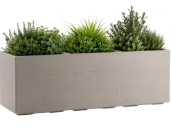 Donica Betonique na kółkach deska recykling beż 90x30xh30 cm * HowHomely Sale