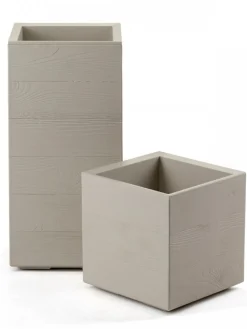 Donica Betonique na kółkach deska recykling beż 30x30xh30 cm * HowHomely Outlet