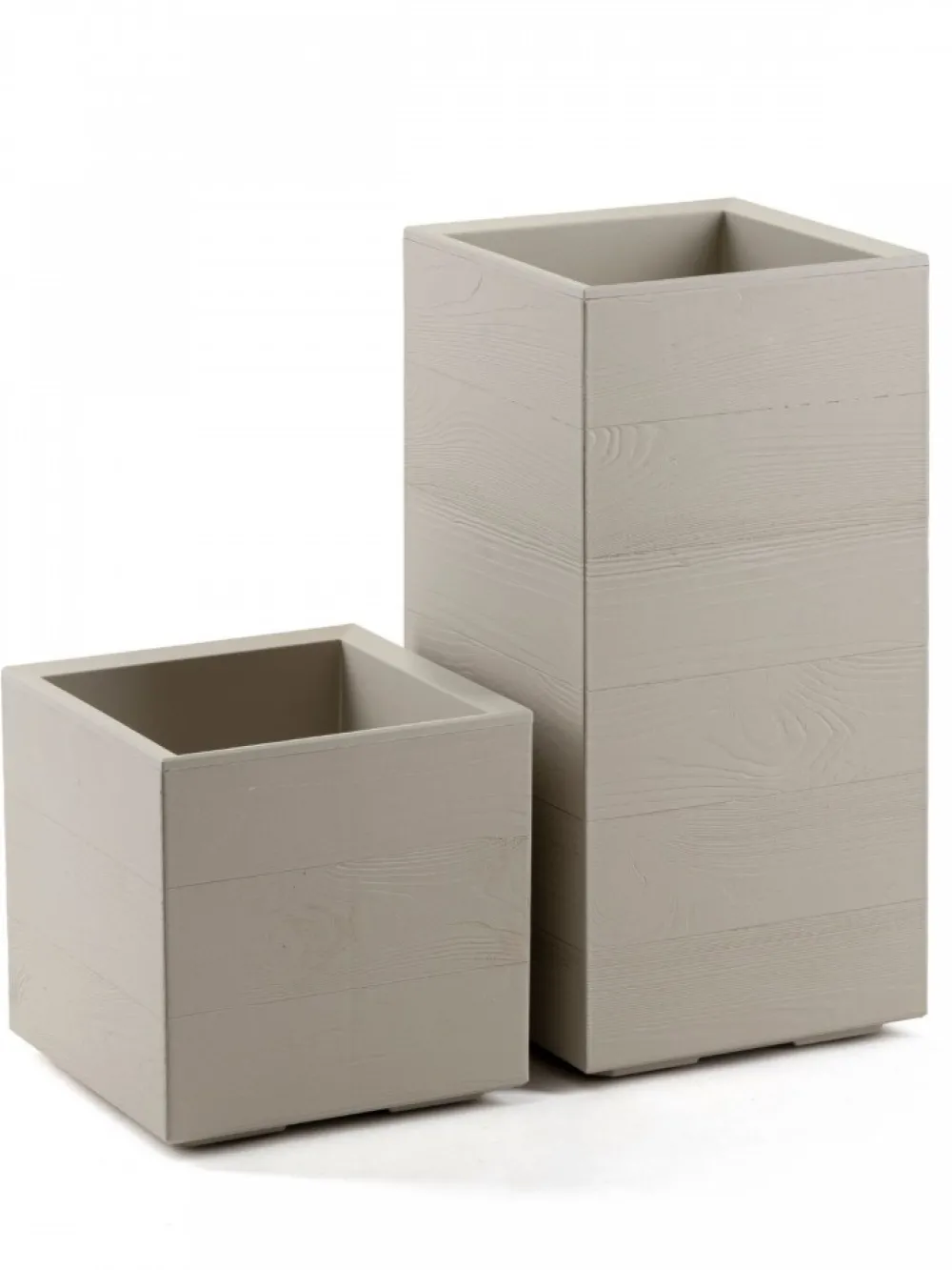 Donica Betonique na kółkach deska recykling beż 30x30xh30 cm * HowHomely Outlet