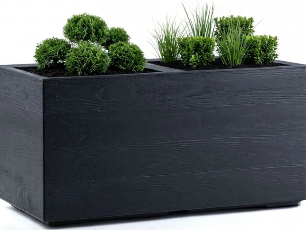 Donica Betonique na kółkach deska recykling antracyt H39X78 cm * HowHomely Sale