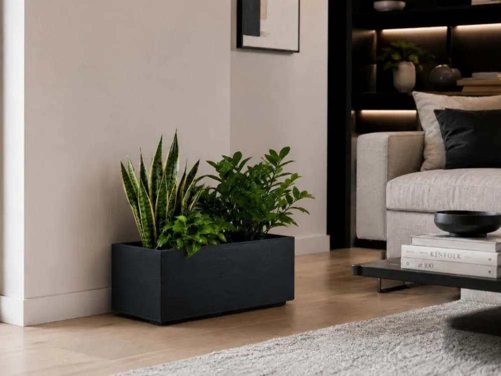 Donica Betonique na kółkach deska recykling antracyt H39X78 cm * HowHomely Sale