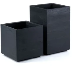 Donica Betonique na kółkach deska recykling antracyt 40x40xh40 cm * HowHomely
