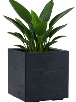 Donica Betonique na kółkach deska recykling antracyt 30x30xh30 cm * HowHomely Discount