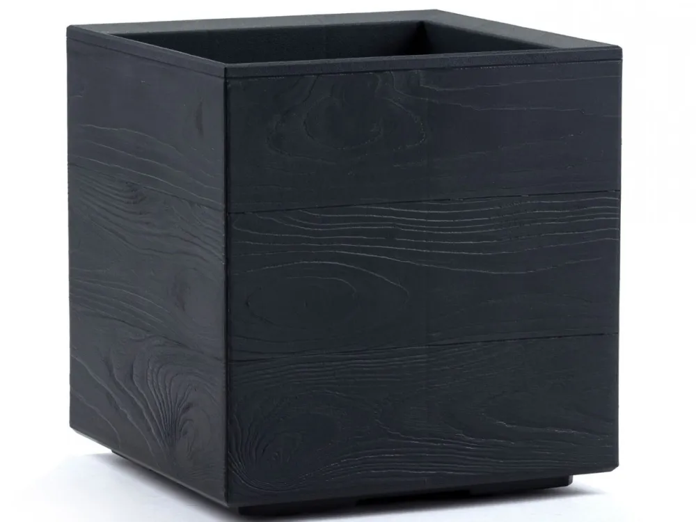 Donica Betonique na kółkach deska recykling antracyt 30x30xh30 cm * HowHomely Discount