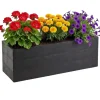 Donica Betonique na kółkach deska recykling czarny 90x30xh30 cm * HowHomely Sale