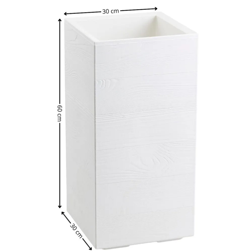 Donica Betonique na kółkach deska recykling kremowy 30x30xh60 cm * HowHomely Hot