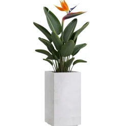 Donica Betonique na kółkach deska recykling kremowy 30x30xh60 cm * HowHomely Hot