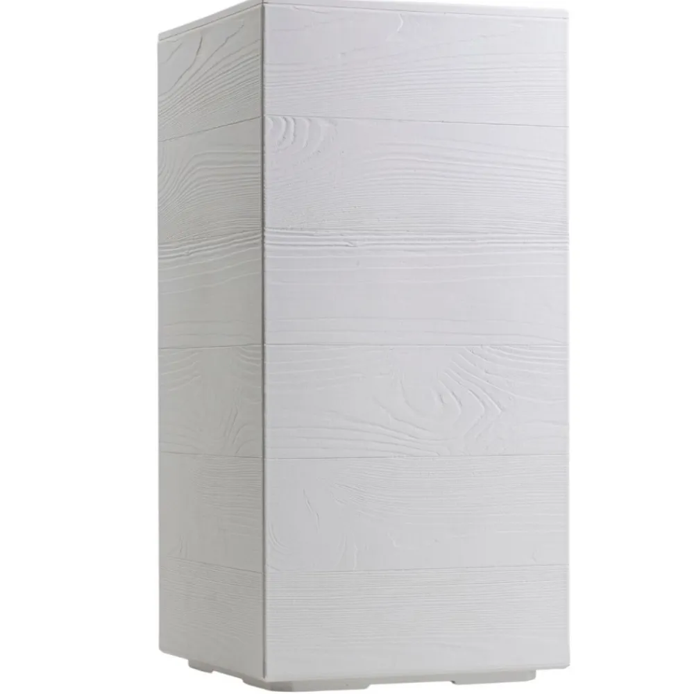 Donica Betonique na kółkach deska recykling kremowy 30x30xh60 cm * HowHomely Hot